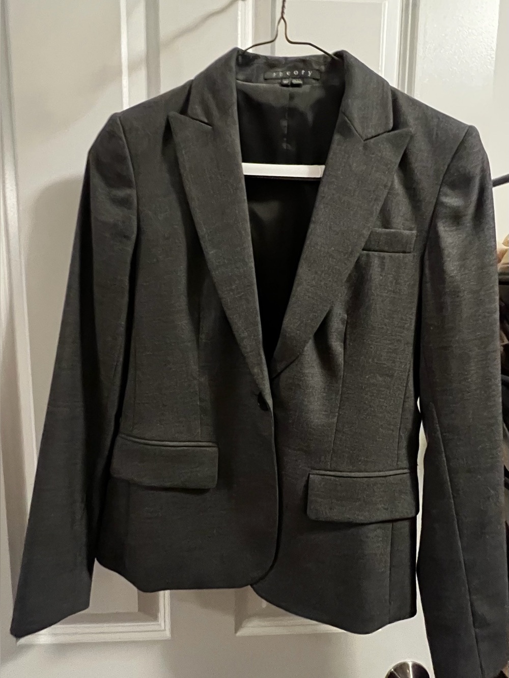 Theory Dark Gray Women's Tailored Suit Set. Blazer & Pants. Size 00. NWOT.